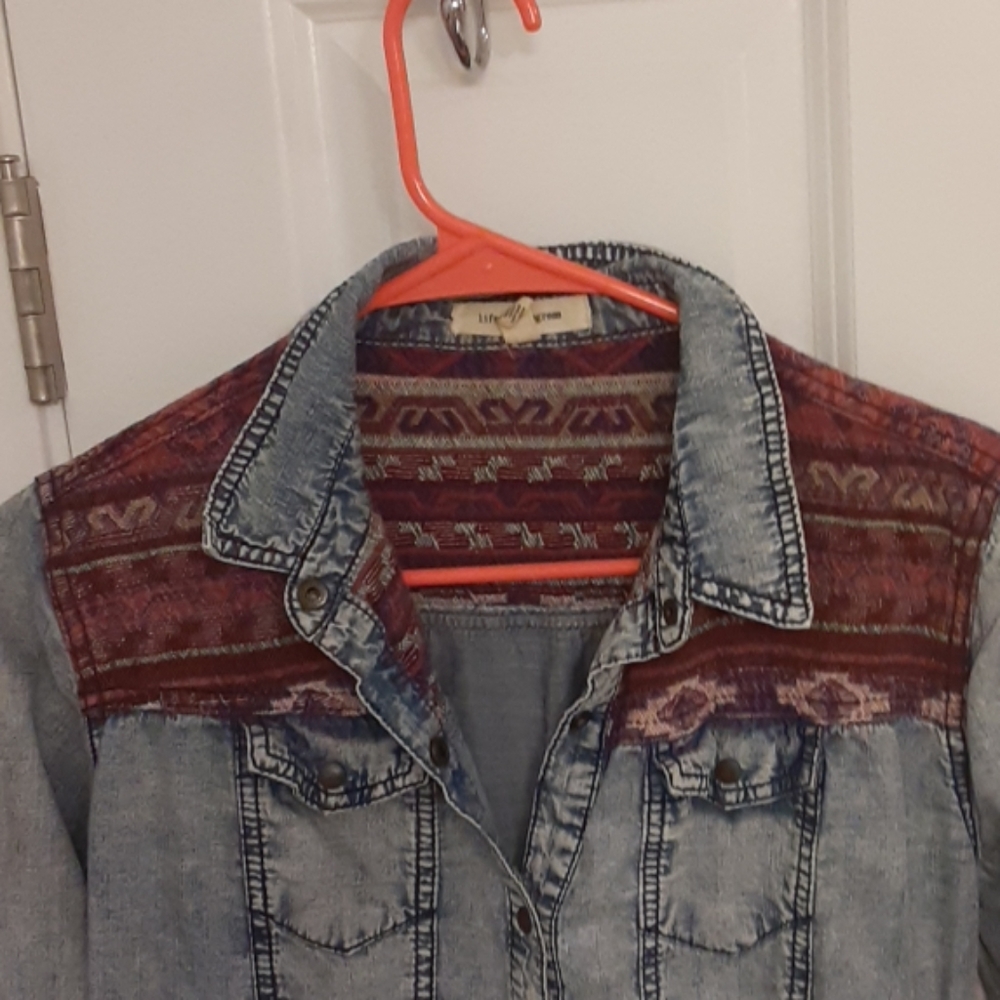 Boho faux Jean jacket